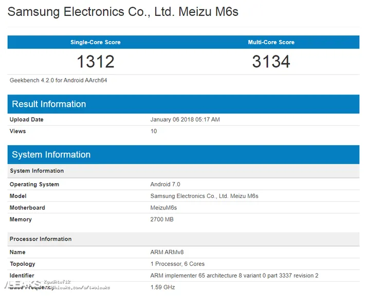meizu m6s geekbench