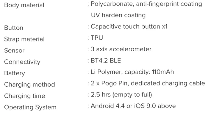 mi band 3i spec sheet 1