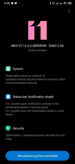 mi mix 3 android 10 update global model
