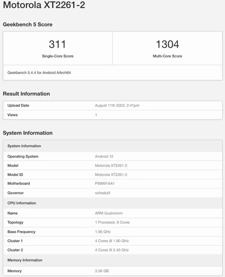 moto tab g62 geekbench database