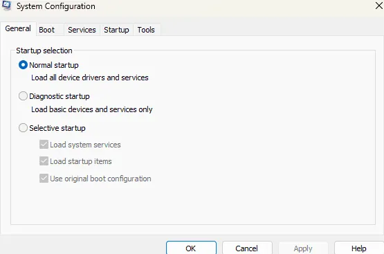 msconfig run command