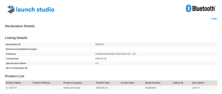 new oneplus tv bluetooth sig