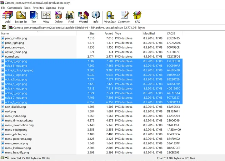 nokia devices list inside the camera apk