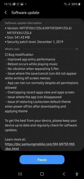 note 10 update