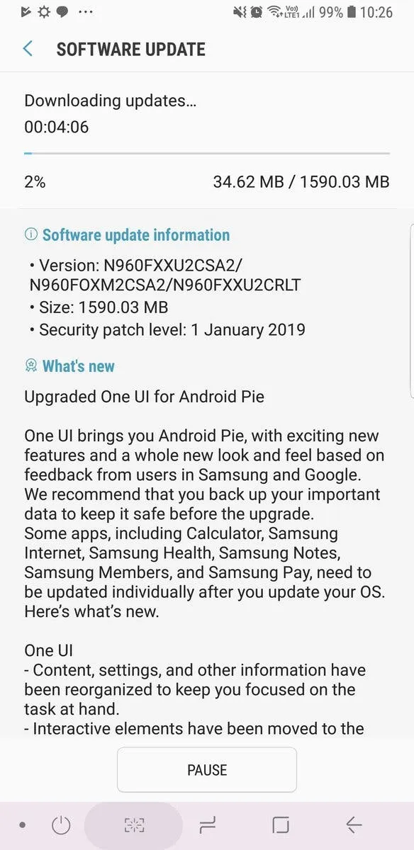 note 9 pie uae