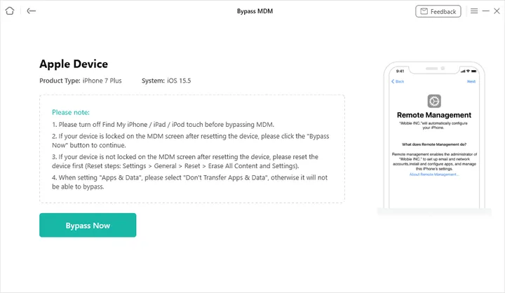 on screen instructions for removing remote management