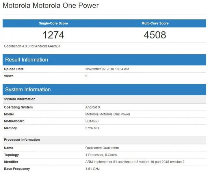 one power android pie geekbench