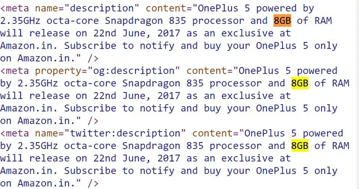 oneplus 5 8gb ram confirmation