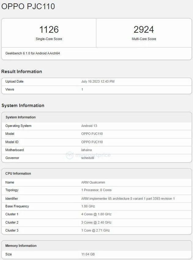 oppo k11 geekbench