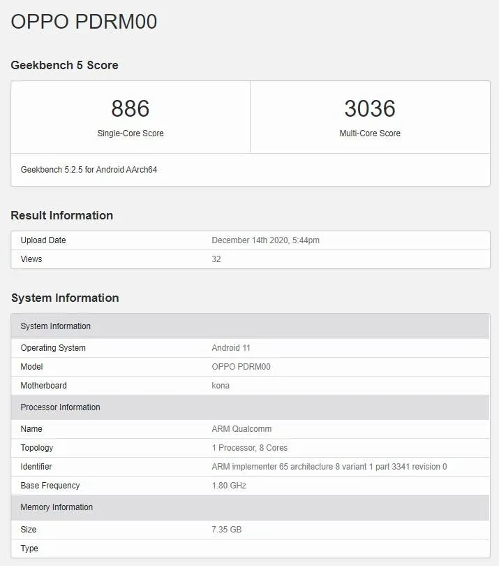 oppo pdrm00 geekbench