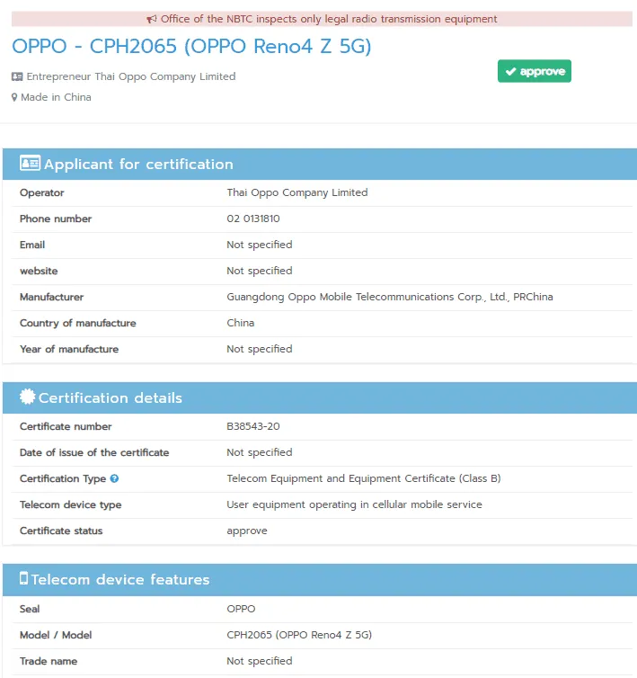 oppo reno4 z nbtc certified 1