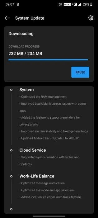 oxygenos update oneplus 7t
