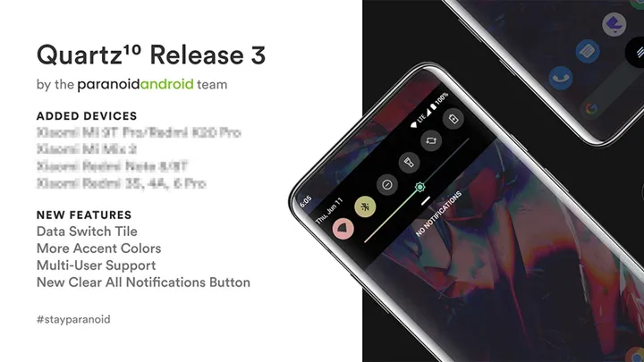 paranoid android quartz 3 android 10 xiaomi redmi