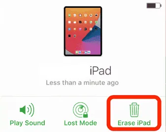 press erase ipad to remove activation lock