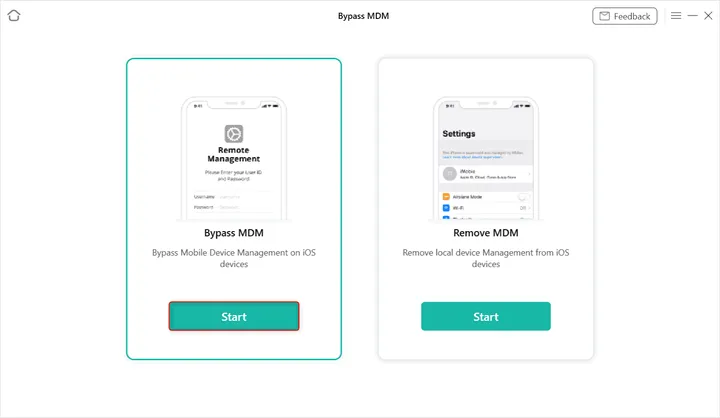 press start on bypass mdm