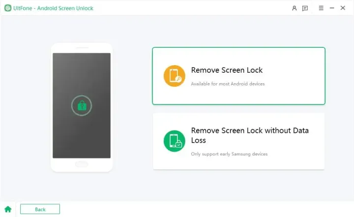 pressing remove screen lock to bypass samsung screen lock
