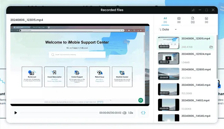 preview recorded files