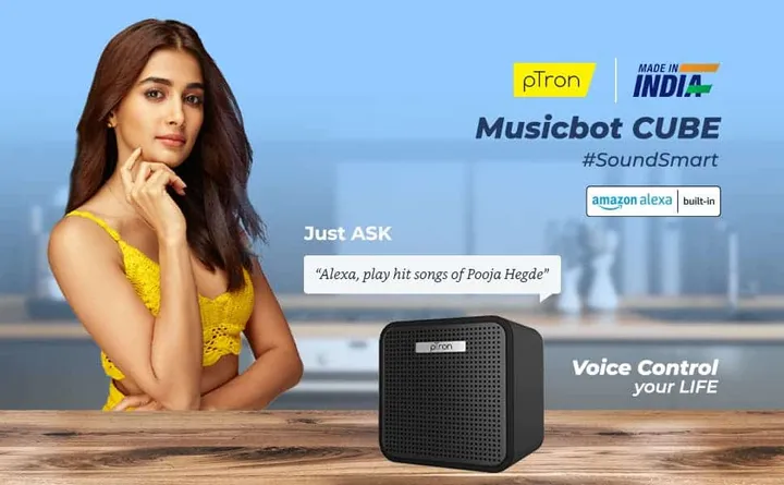 ptron musicbot cube smart speaker pooja hegde