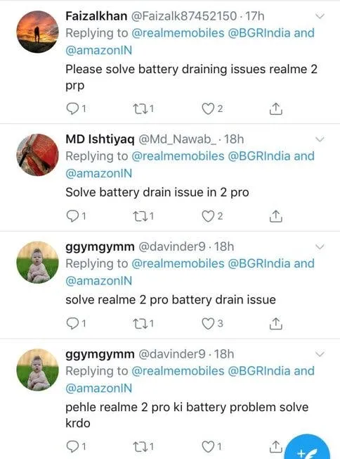 realme 2 pro battery drain tweets 1