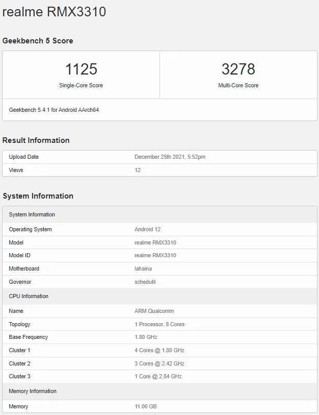 realme gt 2 geekbench