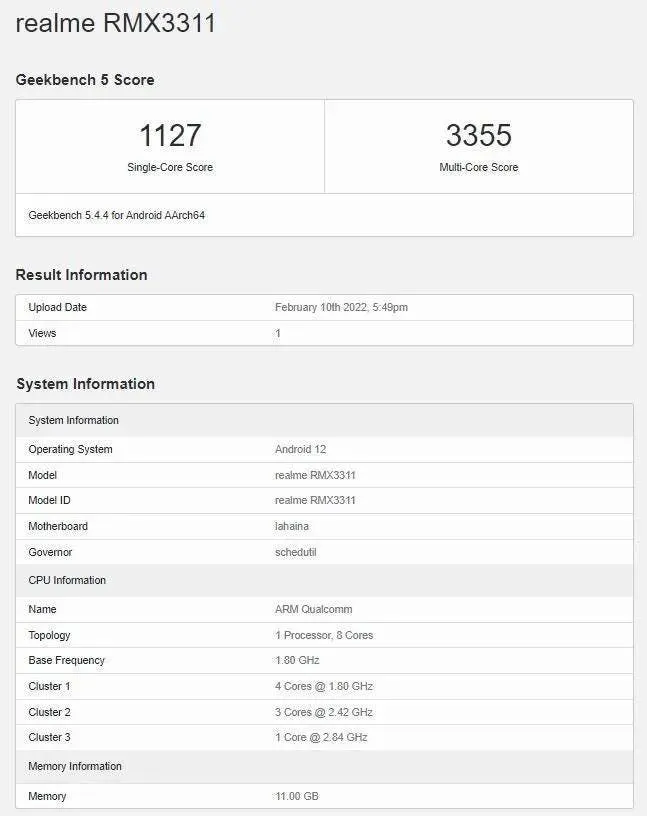 realme gt 2 global variant geekbench