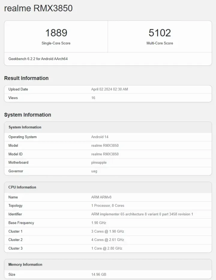 realme gt neo6 se geekbench