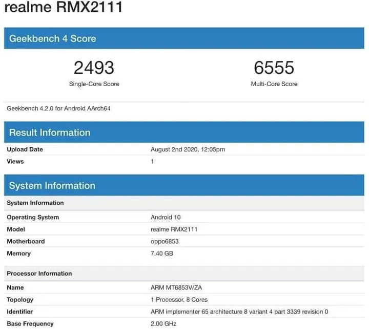 realme rmx2111 geekbench