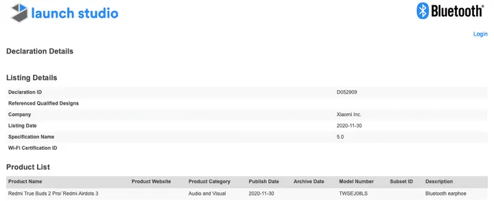 redmi airdots 3 bluetooth certification