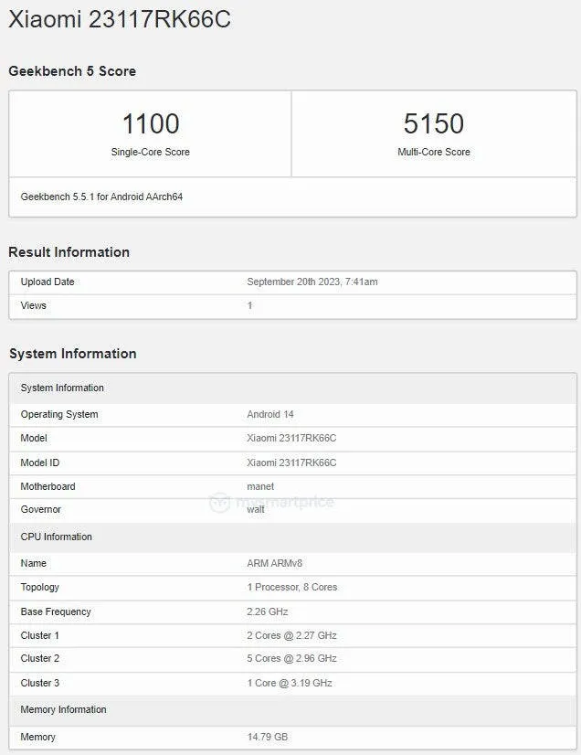 redmi k70 pro geekbench
