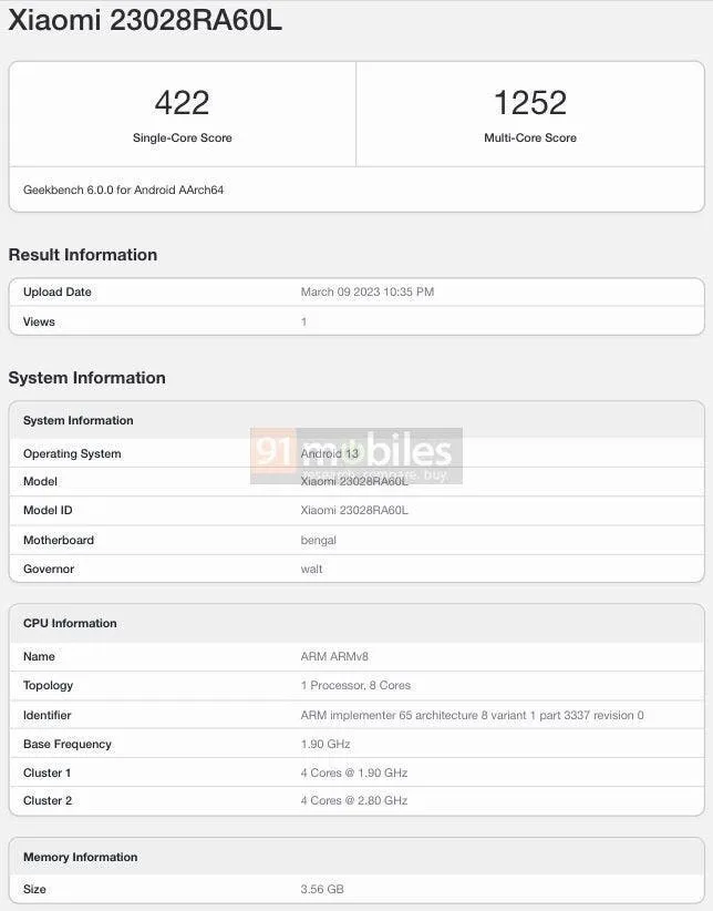 redmi note 12 4g geekbench