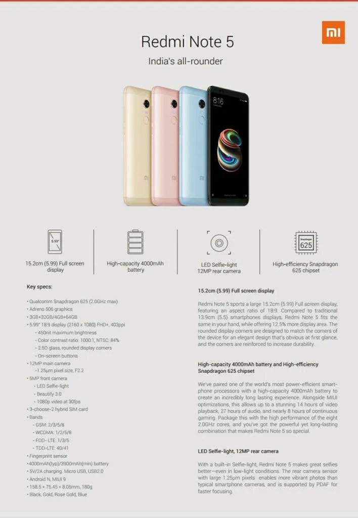 redmi note 5 official render