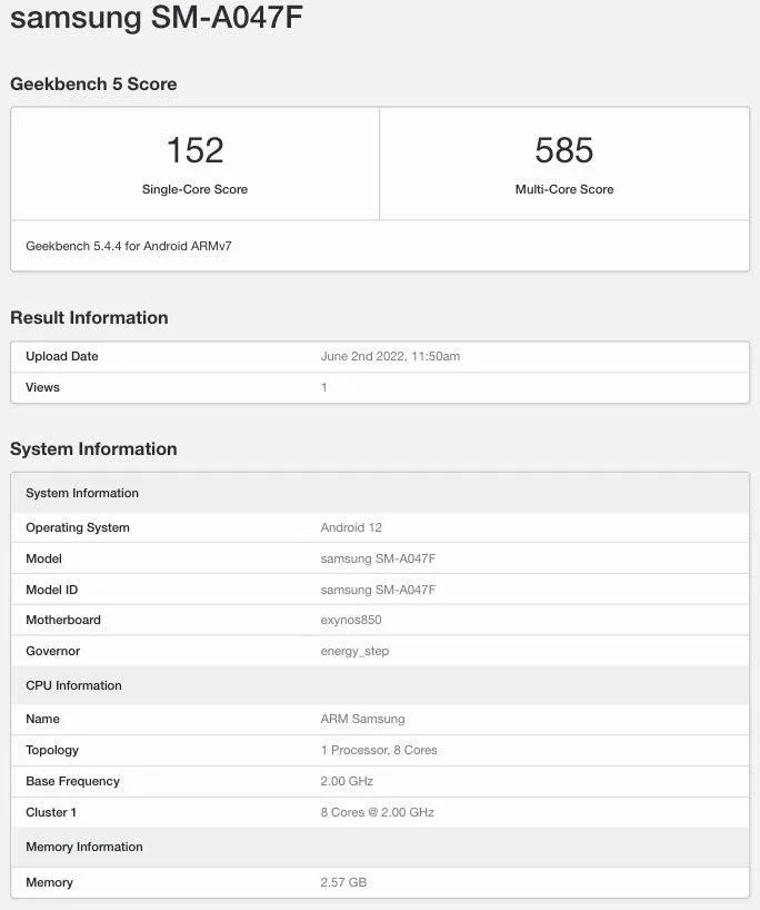 samsung galaxy a04s sm a047f geekbench