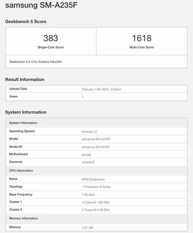 samsung galaxy a23 geekbench