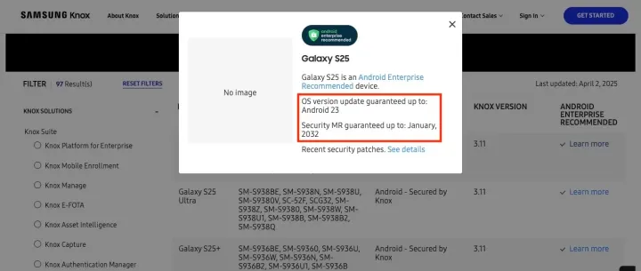 samsung galaxy s25 plus ultra enterprise edition android os updates