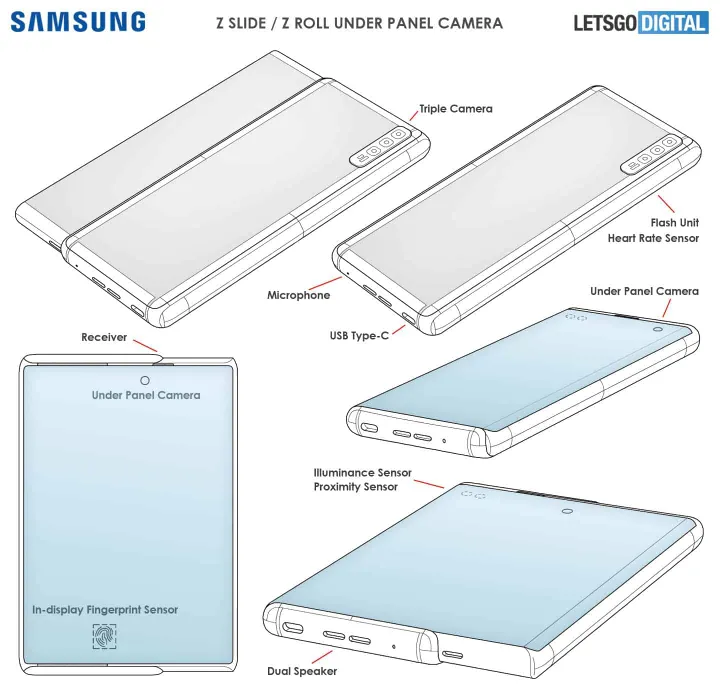 samsung galaxy z slide under panel camera
