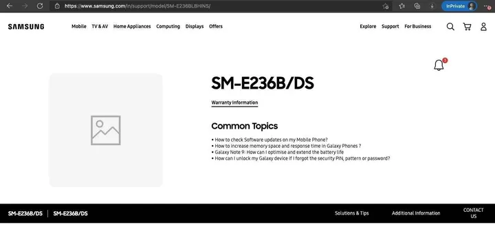 samsung sm e236b support page