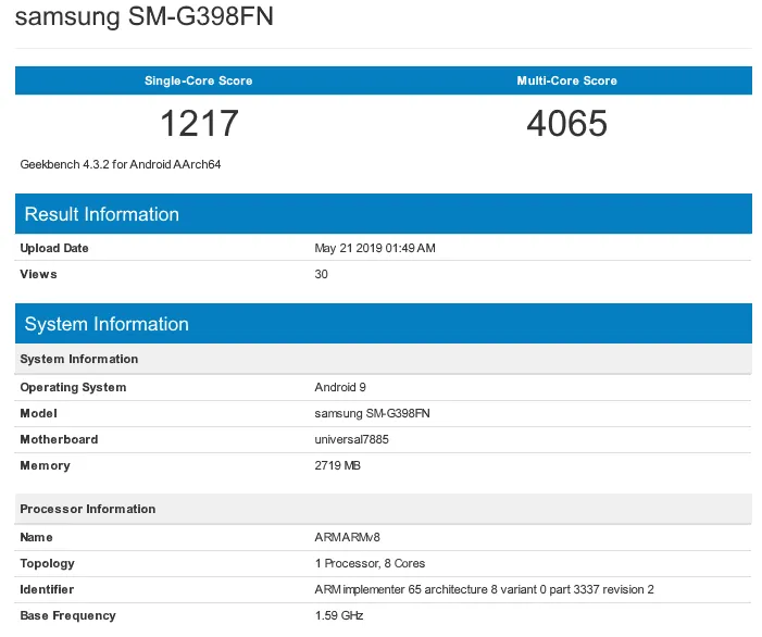 screenshot 2019 05 25 samsung sm g398fn geekbench browser