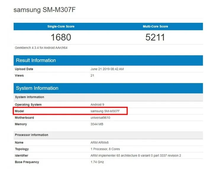 screenshot 2019 06 21 samsung galaxy m30s appears on geekbench