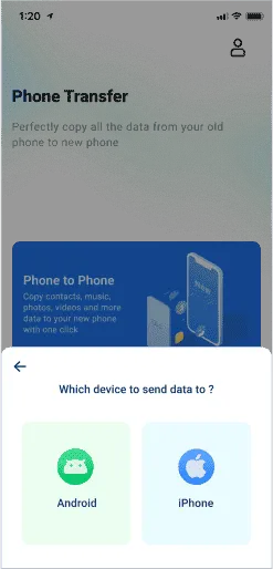 select android on wondershare mobiletrans