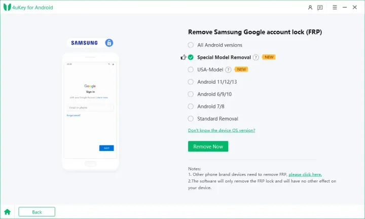 select samsung device os