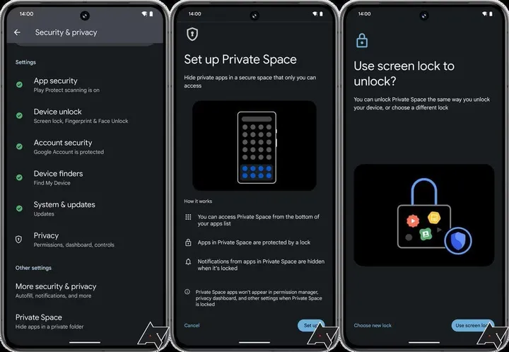 setting up android private space