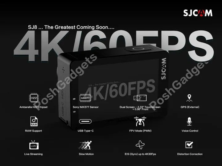sjcam sj8 4k60fps gps posh