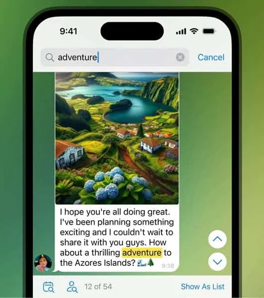 telegram upgraded search