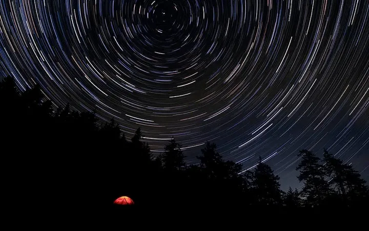 tent startrail star camping