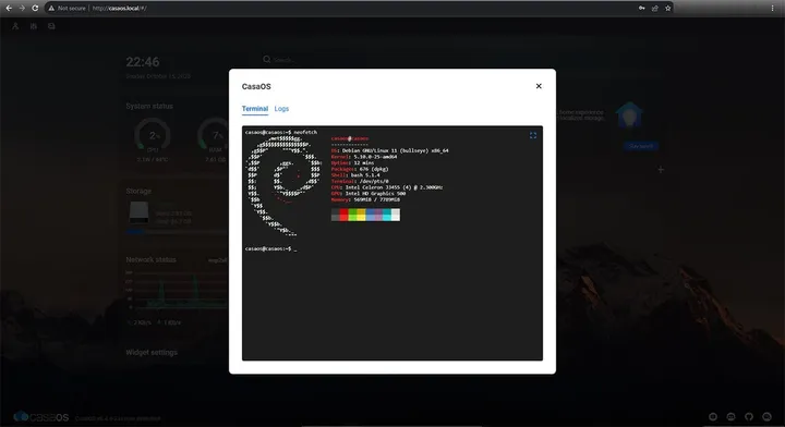 terminal on casaos local
