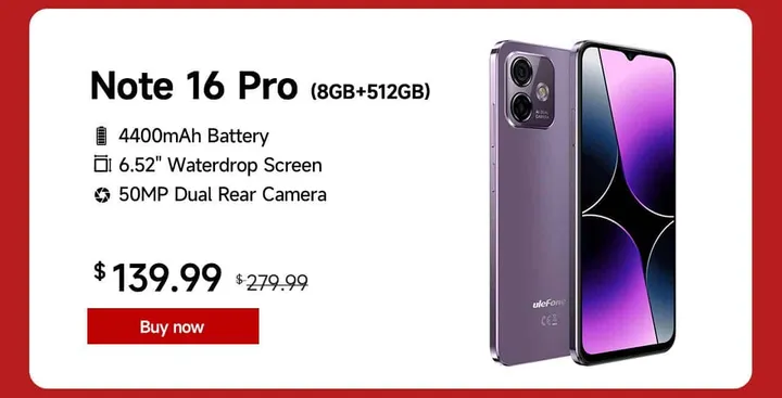 ulefone note 16 pro 8gb512gb