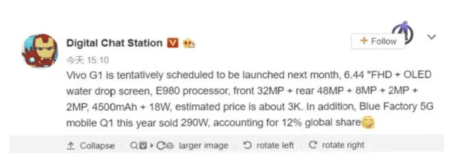 vivo g1 leak