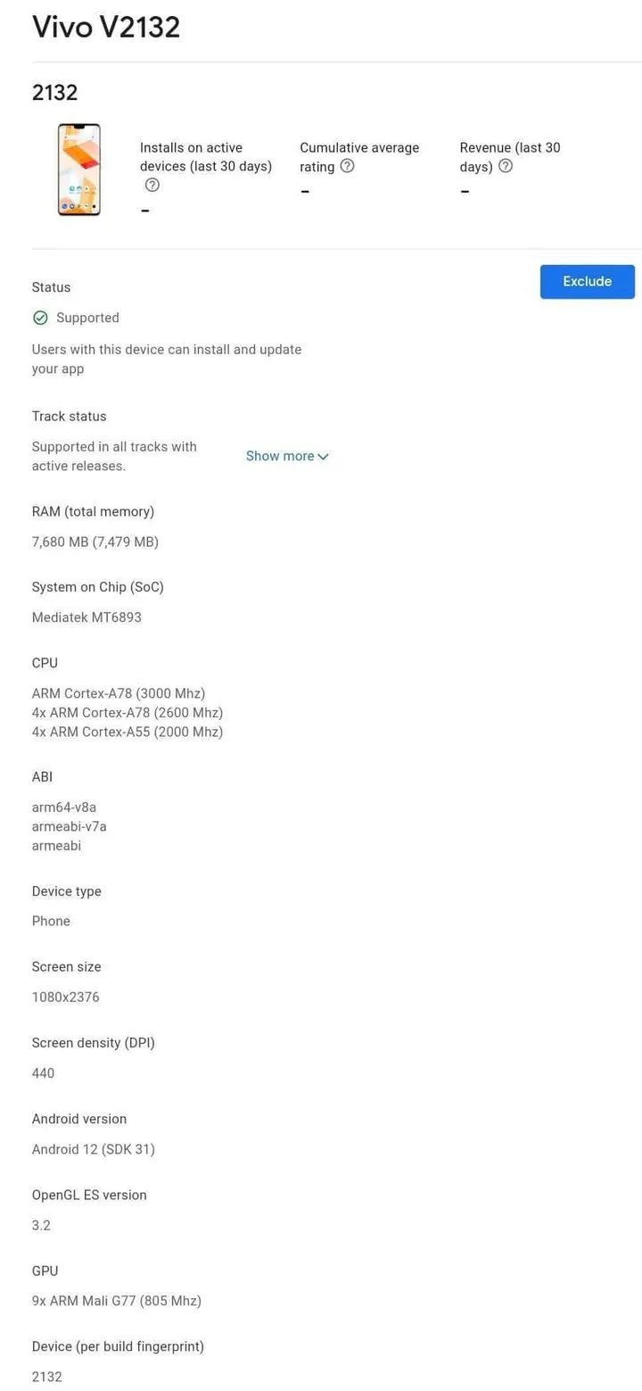 vivo v23 pro v2132 google play cert