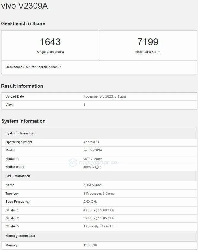 vivo x100 geekbench