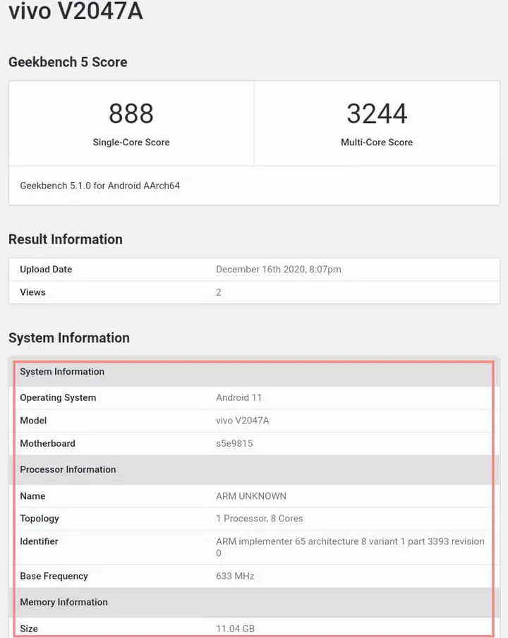 vivo x60 geekbench 1